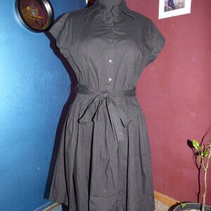 GOTH BOHO ROCKABILLY PIN UP BLACK NORMA KAMALI SHIRT SKATER SHORT DRESS XXL NWOT